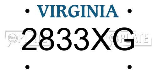 2833XG Virginia License Plate