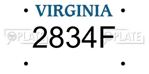 2834F Virginia License Plate