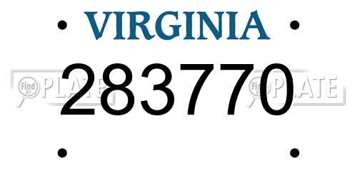 283770 Virginia License Plate