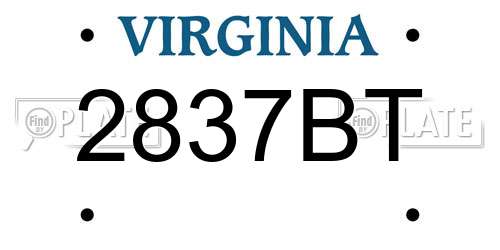 2837BT Virginia License Plate