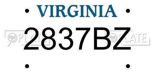 2837BZ Virginia License Plate