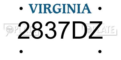 2837DZ Virginia License Plate