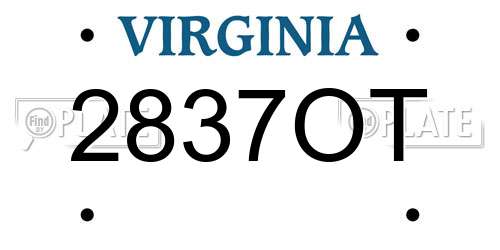 2837OT Virginia License Plate