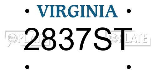 2837ST Virginia License Plate
