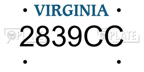 2839CC Virginia License Plate