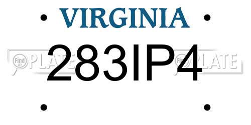283IP4 Virginia License Plate