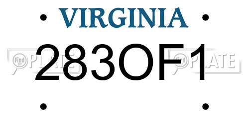 283OF1 Virginia License Plate