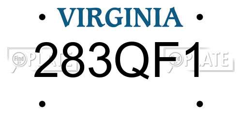 283QF1 Virginia License Plate
