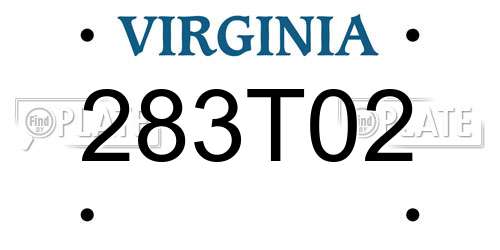 283T02 Virginia License Plate