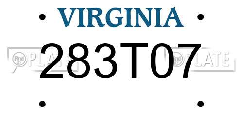 283T07 Virginia License Plate