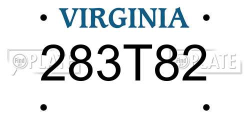 283T82 Virginia License Plate