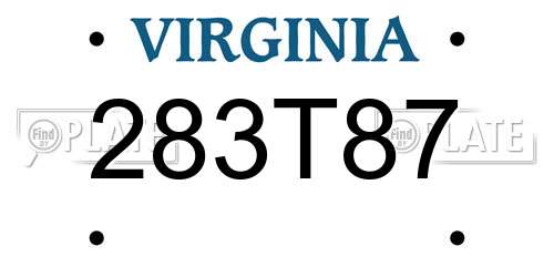 283T87 Virginia License Plate