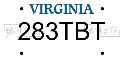 283TBT Virginia License Plate