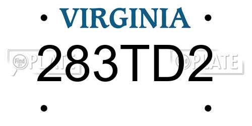 283TD2 Virginia License Plate