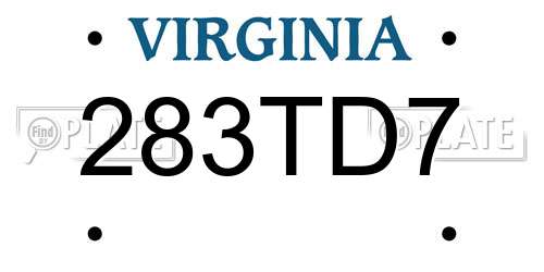 283TD7 Virginia License Plate