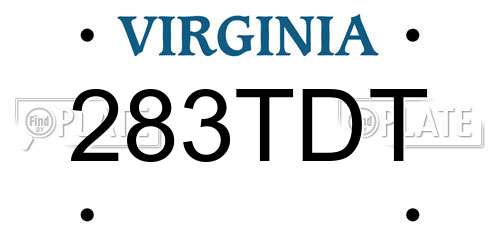 283TDT Virginia License Plate