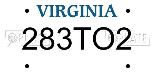 283TO2 Virginia License Plate