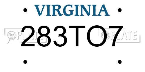 283TO7 Virginia License Plate