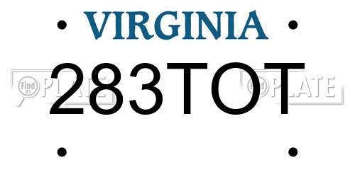 283TOT Virginia License Plate