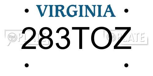 283TOZ Virginia License Plate