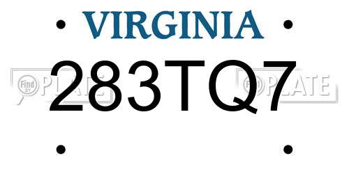 283TQ7 Virginia License Plate