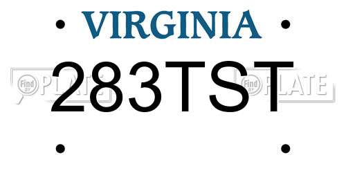283TST Virginia License Plate