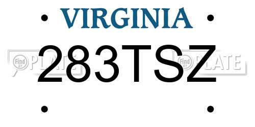 283TSZ Virginia License Plate