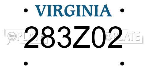 283Z02 Virginia License Plate