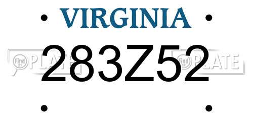 283Z52 Virginia License Plate