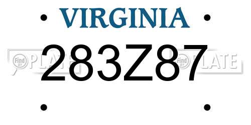 283Z87 Virginia License Plate