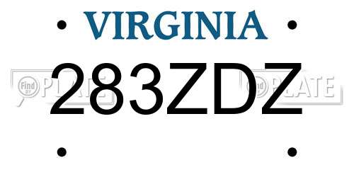 283ZDZ Virginia License Plate