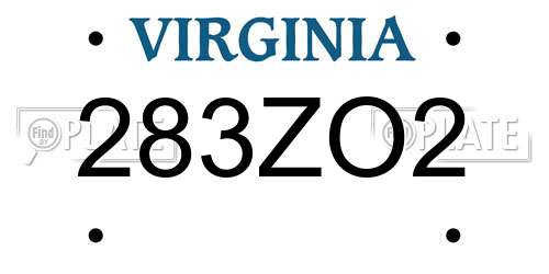 283ZO2 Virginia License Plate