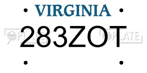 283ZOT Virginia License Plate