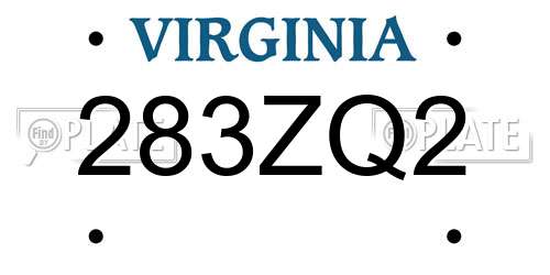 283ZQ2 Virginia License Plate