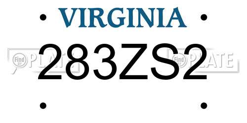 283ZS2 Virginia License Plate