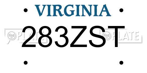 283ZST Virginia License Plate
