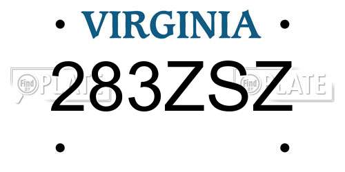 283ZSZ Virginia License Plate