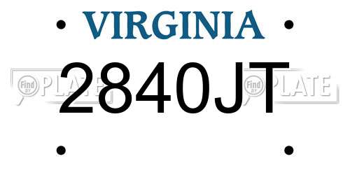 2840JT Virginia License Plate