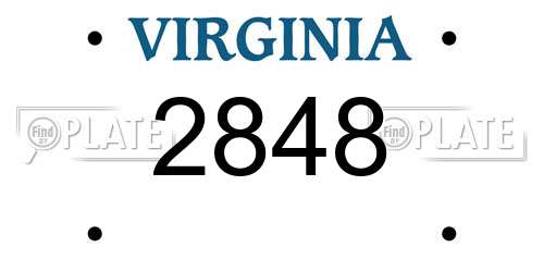 2848 Virginia License Plate