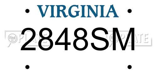 2848SM Virginia License Plate