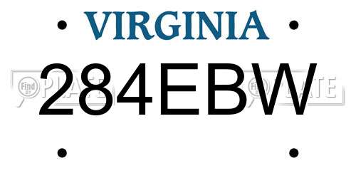 284EBW Virginia License Plate