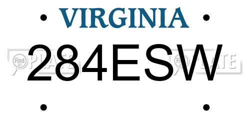 284ESW Virginia License Plate