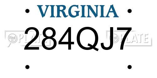 284QJ7 Virginia License Plate