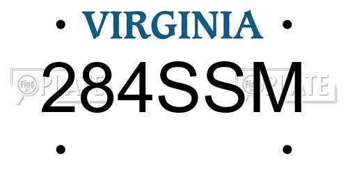 284SSM Virginia License Plate