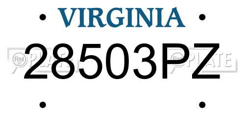 28503PZ Virginia License Plate