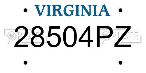 28504PZ Virginia License Plate