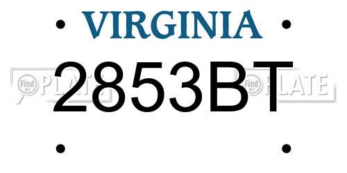 2853BT Virginia License Plate
