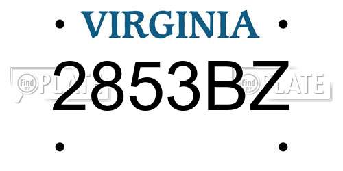 2853BZ Virginia License Plate