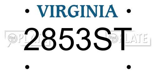 2853ST Virginia License Plate