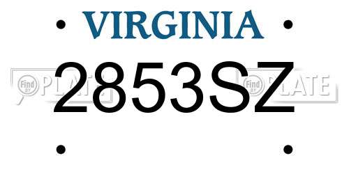 2853SZ Virginia License Plate